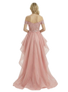 ChicSew Elegant Off Shoulder Sweetheart Organza Prom Dress With High-Low Silhouette
