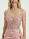 Elegant Off Shoulder Sweetheart Organza Prom Dress With High-Low Silhouette