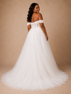 ChicSew Elegant Lace Tulle A-Line Side Slit Off The Shoulder Floor-Length Wedding Dress