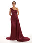 Fall One Shoulder Satin Long Bridesmaid Dresses