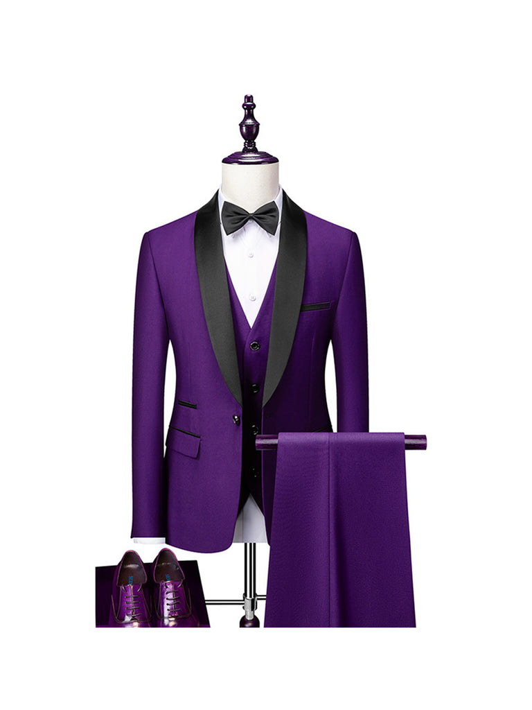 Grape Classic 3 Piece Men's Suit with Regular Fit and Sophisticated Peak Lapel CN543