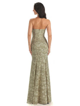 Sexy Sweetheart Side Slit Mermaid Long Satin Floral Formal Dresses For Women