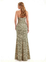 Beautiful Halter Side Slit Mermaid Floral Satin Maxi Floral Formal Dresses For Women