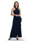 Chicsew Halter Sleeveless Ruched A-Line Ankle Length Satin Ruffle Detail Sophisticated Mom Of The Groom Dresses
