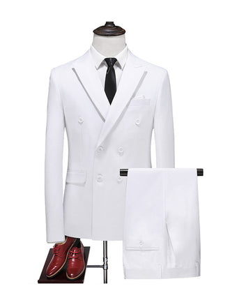 White Men's Casual 3 Piece Suit Notch Lapel Flat Tuxedos Set CN458