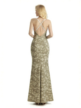 Sexy Jewel Spaghetti Straps Mermaid Long Satin Floral Formal Dresses For Women