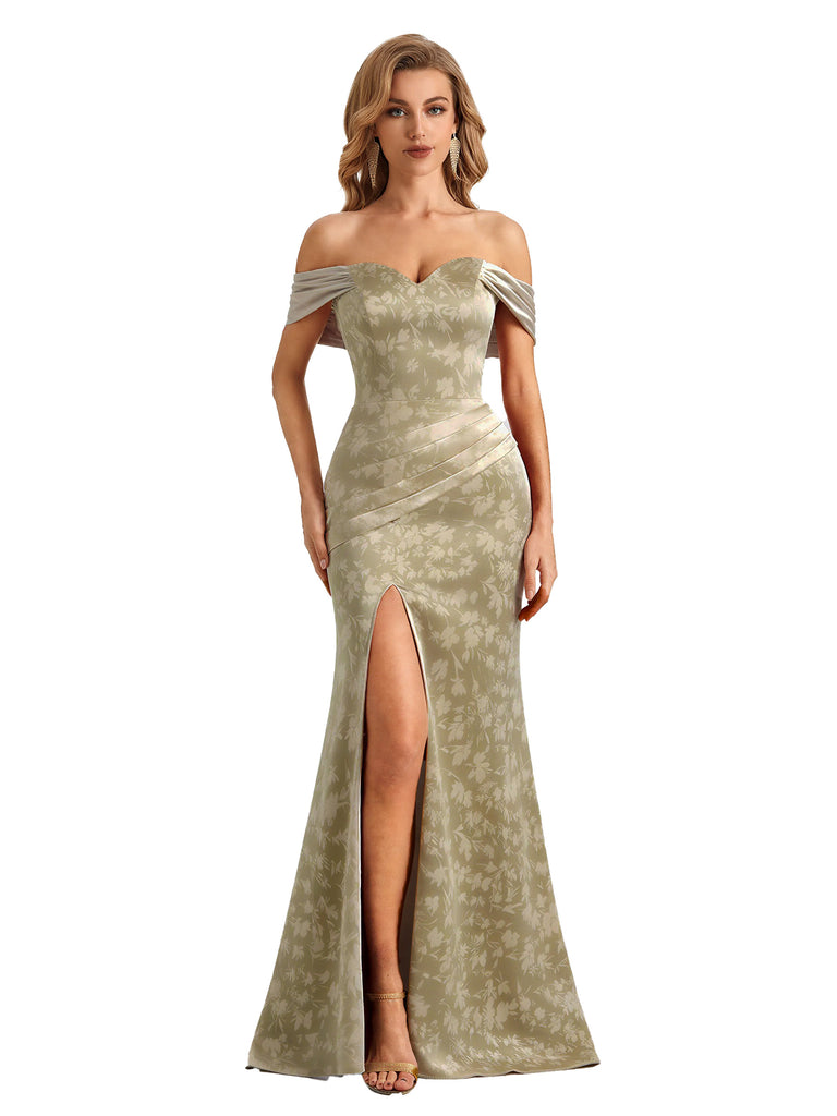 ChicSew Floral Long Dress For Wedding Trendy Off Shoulder Side Split Mermaid Long Satin Floral Formal Evening Dresses For Ladies ChicSew Floral Long Dress For Wedding Trendy Off Shoulder Side Split Mermaid Long Satin Floral Formal Evening Dresses For Ladies