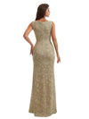 Elegant Spaghetti Straps Cowl Mermaid Long Satin Floral Formal Evening Dresses For Ladies