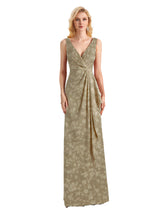 Beautiful Mermaid V-Neck Floral Satin Maxi Floral Formal Dresses For Women