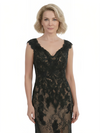 Chicsew V-Neck Cap Sleeve Lace Sheath Floor Length Fancy Mother of the Bride Dresses