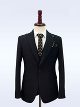 Black Casual Men's Suit Slim Fit Single Breasted 2 Piece Business Tuxedos CN512