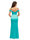 Sexy Cold Shoulder V-Neck Side Slit Mermaid Soft Satin Pretty Long Bridesmaid Dresses