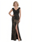 Chicsew V-Neck Cap Sleeve Lace Sheath Floor Length Fancy Mother of the Bride Dresses