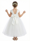 Floral Crown Style Flower Girl Dress Square Neck Tulle A-Line Knee Length Ceremony Gown