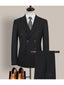 Black Stripes Men's Casual 3 Piece Suit Notch Lapel Flat Tuxedos Set CN520