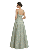 ChicSew Modern Floral Jacquard Spaghetti Straps Floor-Length A-Line Long Formal Evening Dresses