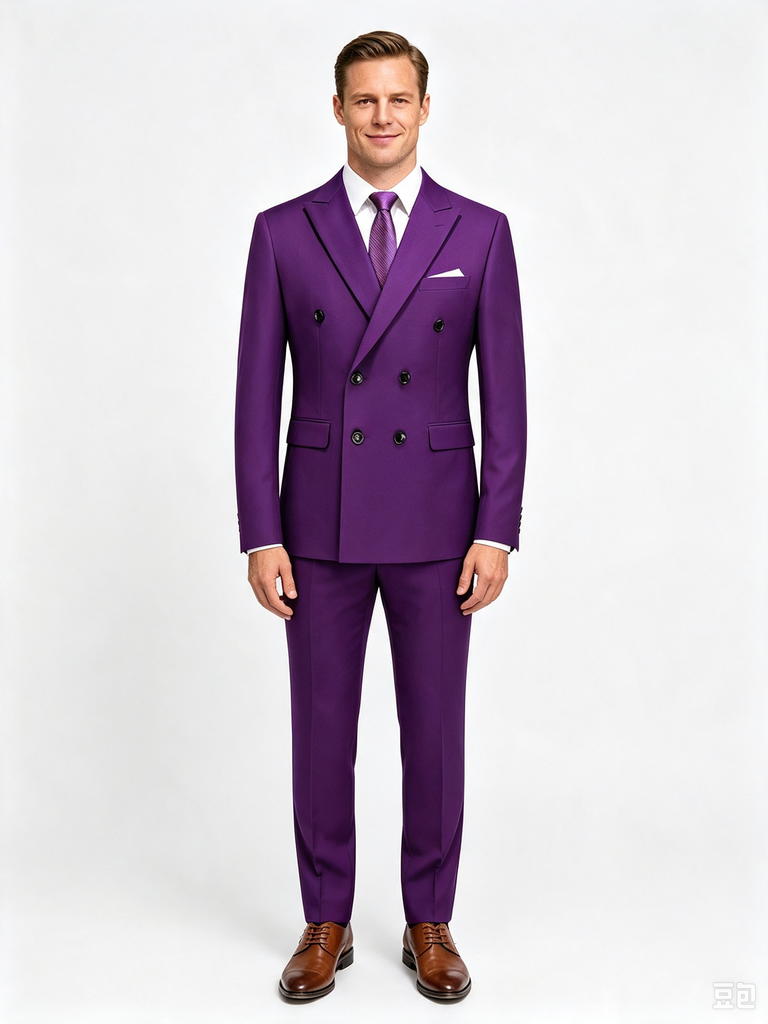 Classic 2 Piece Purple Men's Suit with Regular Fit and Sophisticated Peak Lapel