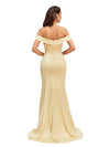 Elegant Off The Shoulder Soft Satin Simple Mermaid Long Bridesmaid Dresses Online
