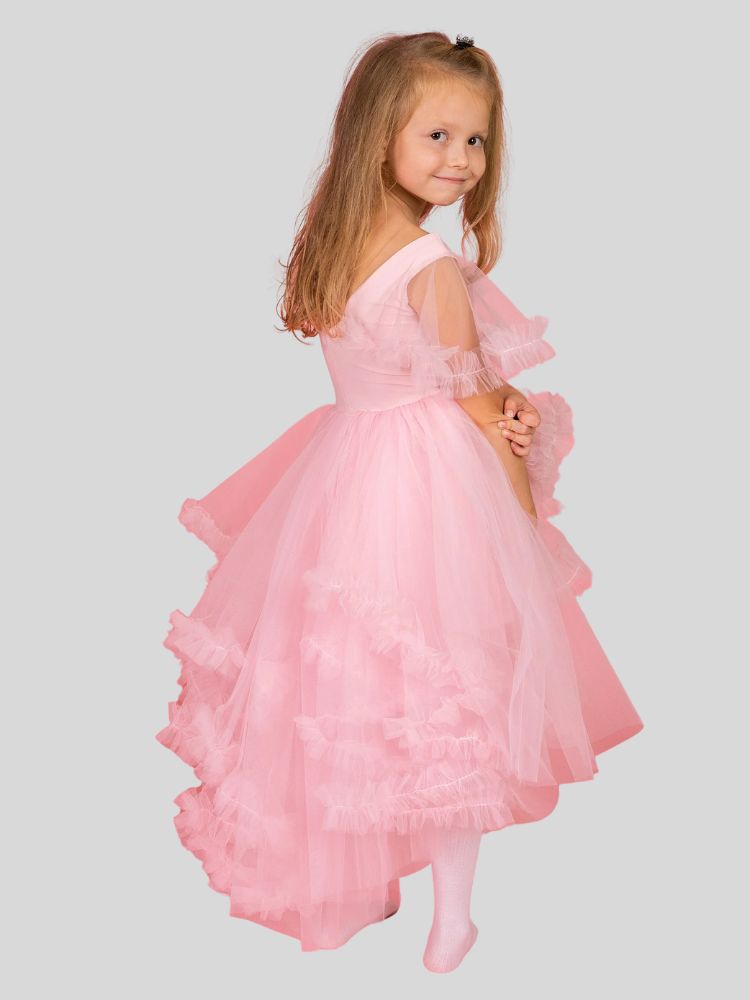 Tea-length Flower Girl Dress Girls First Communion Gowns Princess Ball Gown Wedding Party Dress