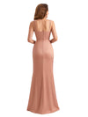 Elegant Silky Satin Spaghetti Straps Mermaid Side Slit Ruched Long Bridesmaid Dresses