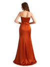 Elegant Sweetheart Strapless Silky Satin Side Split Mermaid Long Bridesmaid Dresses