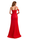 Sexy Silky Satin One Shoulder Mermaid Side Slit Unique Long Bridesmaid Dresses Online