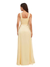Sexy Deep V-Neck Soft Satin A-Line Long Bridesmaid Dresses Online