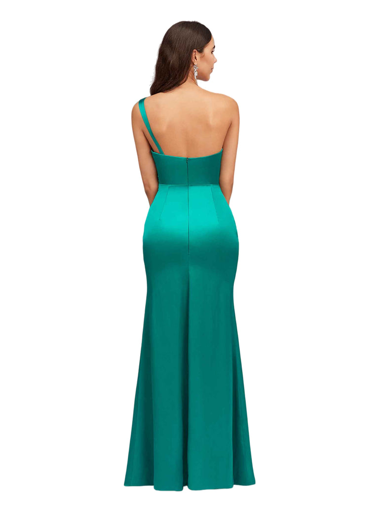 Sexy Mermaid One Shoulder Soft Satin Long Bridesmaid Dresses Online