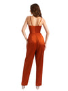 Elegant Scoop Silky Satin Long Women's Pantsuit For Bridesmaids