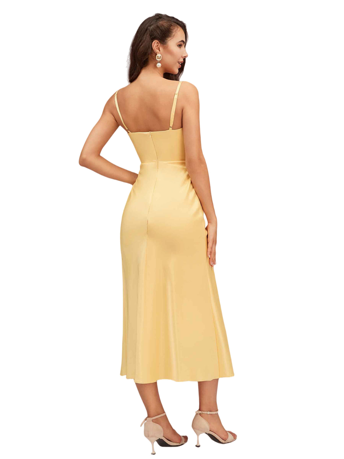 Sexy Simple Spaghetti Straps Beauty Soft Satin Bridesmaid Dresses Online