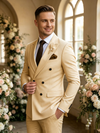 Classic 2 Piece Champagne Men's Suit with Regular Fit and Sophisticated Peak Lapel