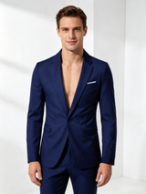 Classic 2 Piece Dark Navy Men's Suit with Regular Fit and Sophisticated Peak Lapel