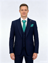 Classic 2 Piece Dark Navy Men's Suit with Regular Fit and Sophisticated Peak Lapel