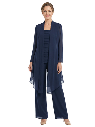 ChicSew Chiffon Mother Of The Bride Pant Suits With Long Jacket Three Piece Classy Outfits