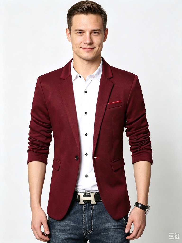 Classic 1 Piece Mulberry Men's Suit with Regular Fit and Sophisticated Peak Lapel
