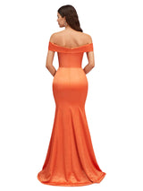 Sexy Off The Shoulder Mermaid Satin Long Bridesmaid Dresses Online With Bow