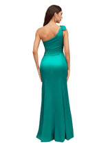 Sexy One Shoulder Mermaid Soft Satin Beauty Long Bridesmaid Dresses