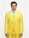 Classic 3 Piece Yellow Men's Suit with Regular Fit and Sophisticated Peak Lapel