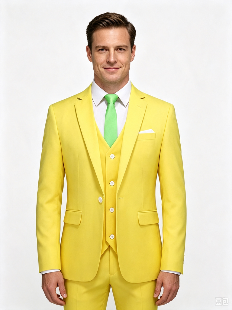 Classic 3 Piece Yellow Men's Suit with Regular Fit and Sophisticated Peak Lapel