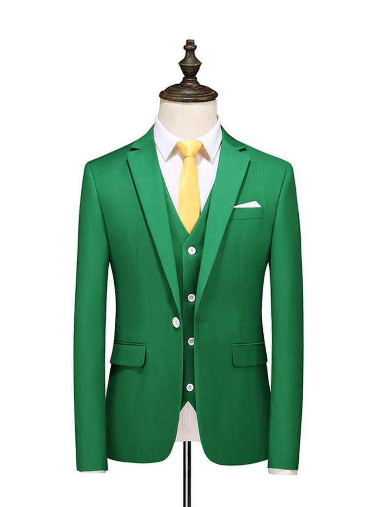 Green Casual Men's Suit Slim Fit Double Breasted 2 Piece Business Tuxedos CN481