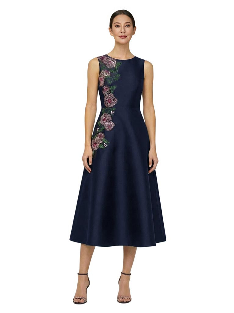 Elegant Jewel Flower Soft Satin A-line Short Mother of the Bride Dresses