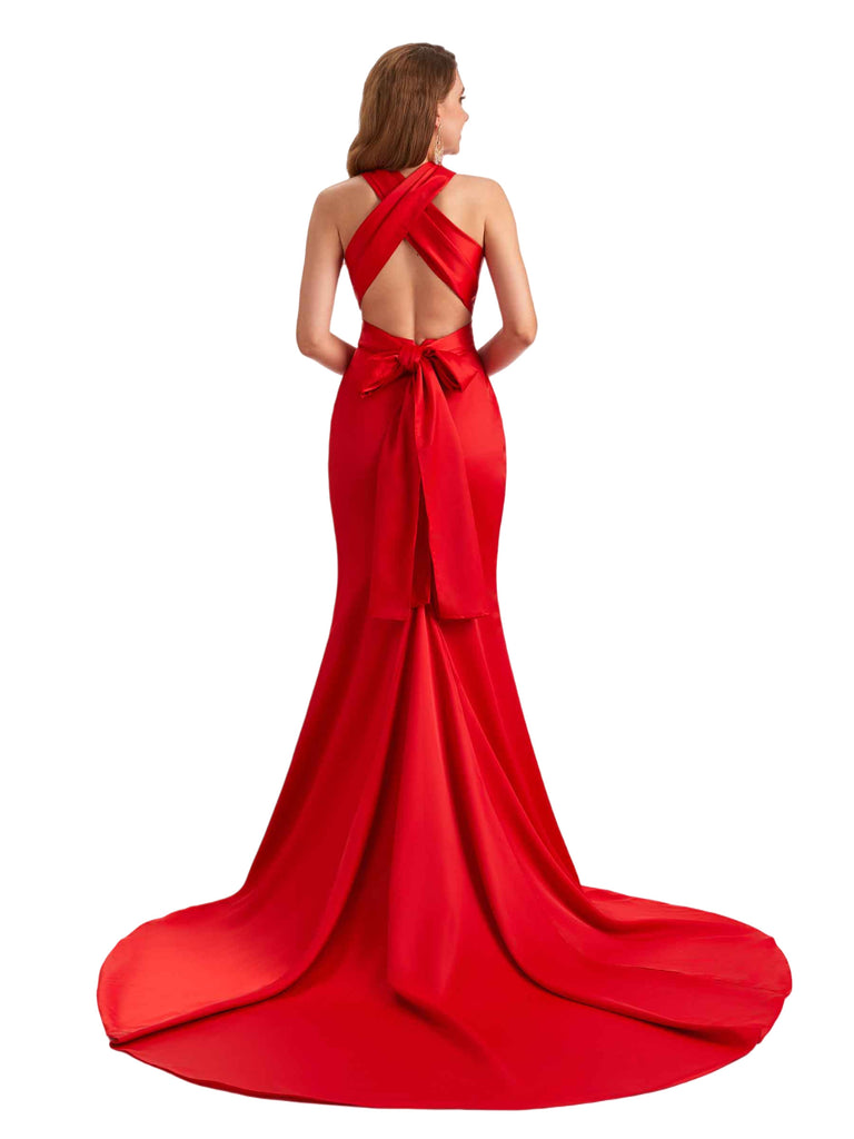 Elegant Soft Satin Convertible Mermaid Unique Long Bridesmaid Dresses