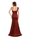 Elegant Lace Silky Satin One Shoulder Mermaid Floor Length Bridesmaid Dresses Online