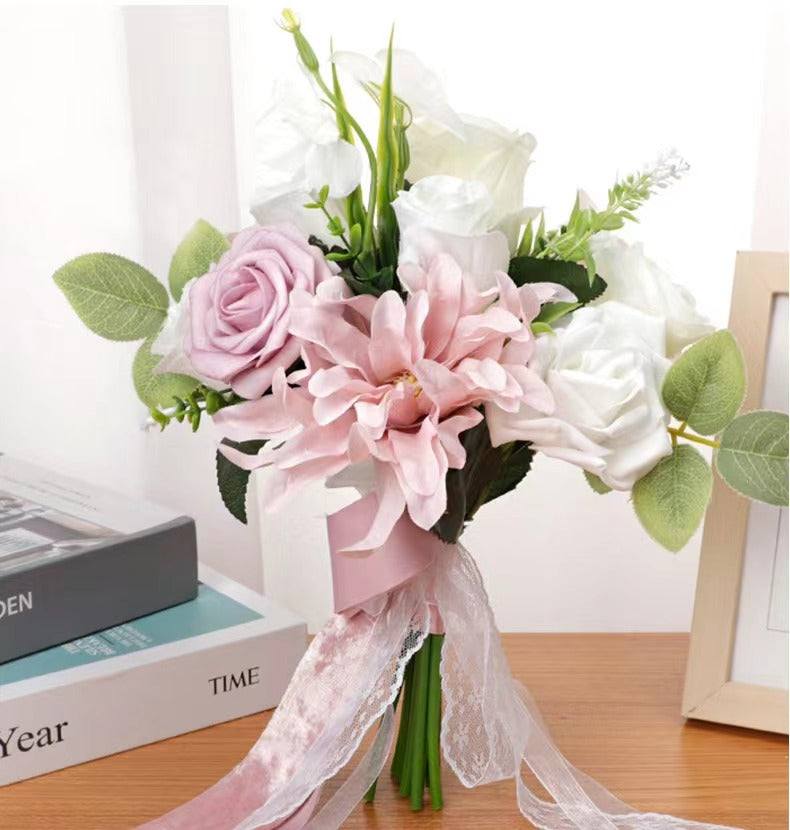 Wedding Flower For The Groom And Bride, Simulated Rose Wedding Bouquet, WF23