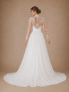 ChicSew Classy High Neck Long Sleeves Lace Chiffon A-Line Maxi Wedding Dress