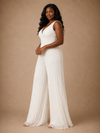 ChicSew Unique Pleated Chiffon V-Neck Floor-Length Long Wedding Jumpsuit