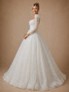ChicSew Unique Square Neck Long Sleeves A-Line Sequin Floor-Length Wedding Dresses
