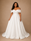ChicSew Elegant Off The Shoulder Ruching Sleeveless Long A-Line Satin Wedding Dress
