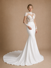 ChicSew Morden High Neck Long Sleeves Satin Lace Mermaid Floor-Length Wedding Dress