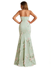 Sexy Sweetheart Mermaid Long Satin Floral Formal Dresses For Women
